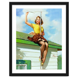 Pinup Sexy Girl Setting Up The Antenna On The Roof thumbnail