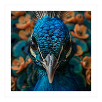 Close Up Portrait Of A Peacock Head (Print Only)
