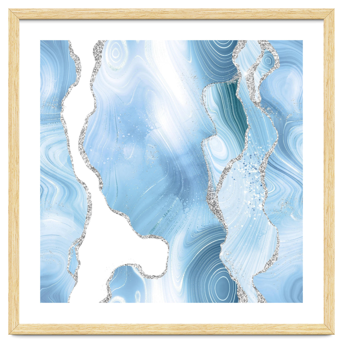 Blue & Silver Agate Glitter Texture 05