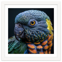 Close Up Portrait Of A Colorful Parrot's Face