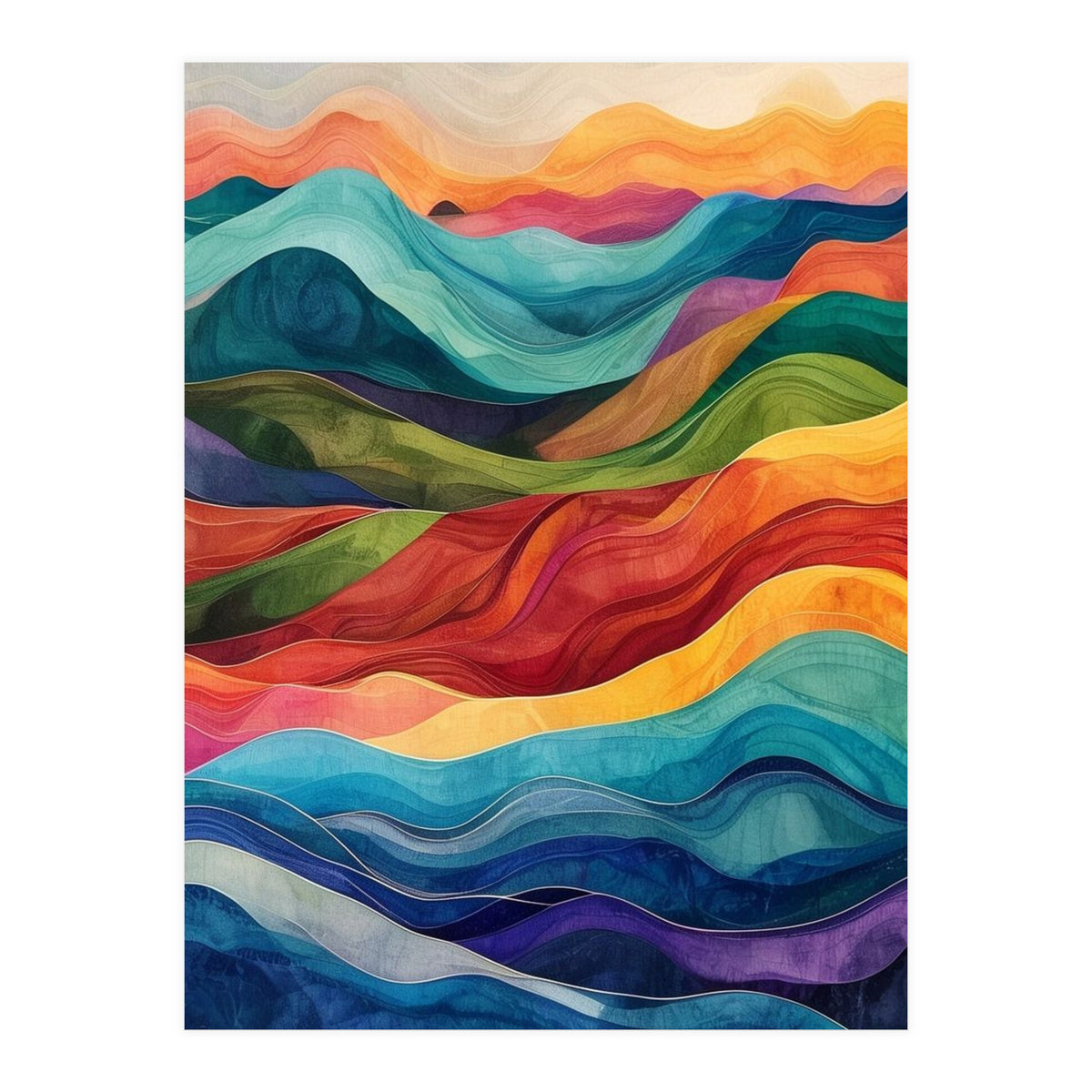 Abstract Rainbow Wave Landscape (Print Only)