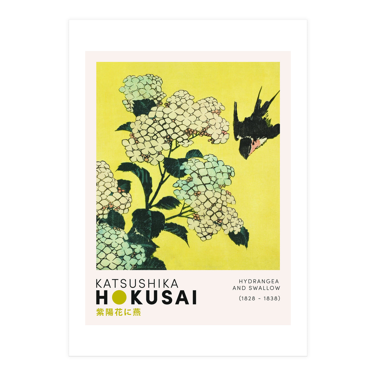 Katsushika Hokusai - Hydrangea and swallow (Print Only)