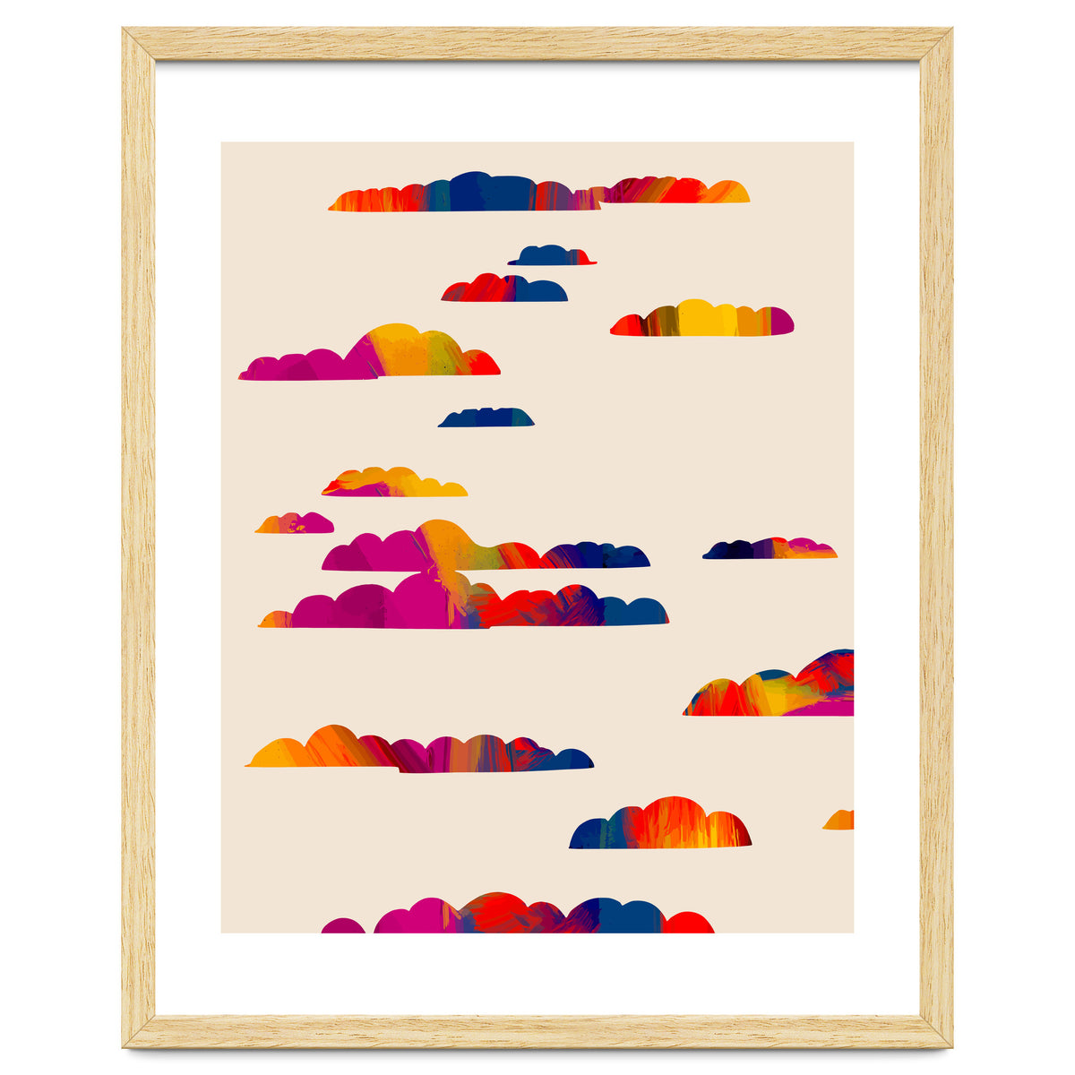 Totem Clouds, Colorful Sky Vibrant Eclectic Bohemian, Abstract Positivity Good Vibes Boho Contemporary Modern Painting