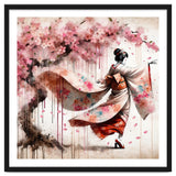 Geisha Under Cherry Blossoms In Motion thumbnail