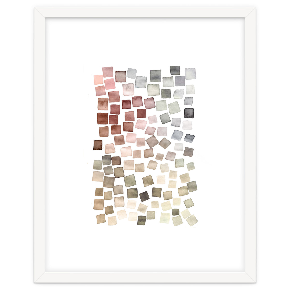 Watercolor Geometric Square Shapes Red