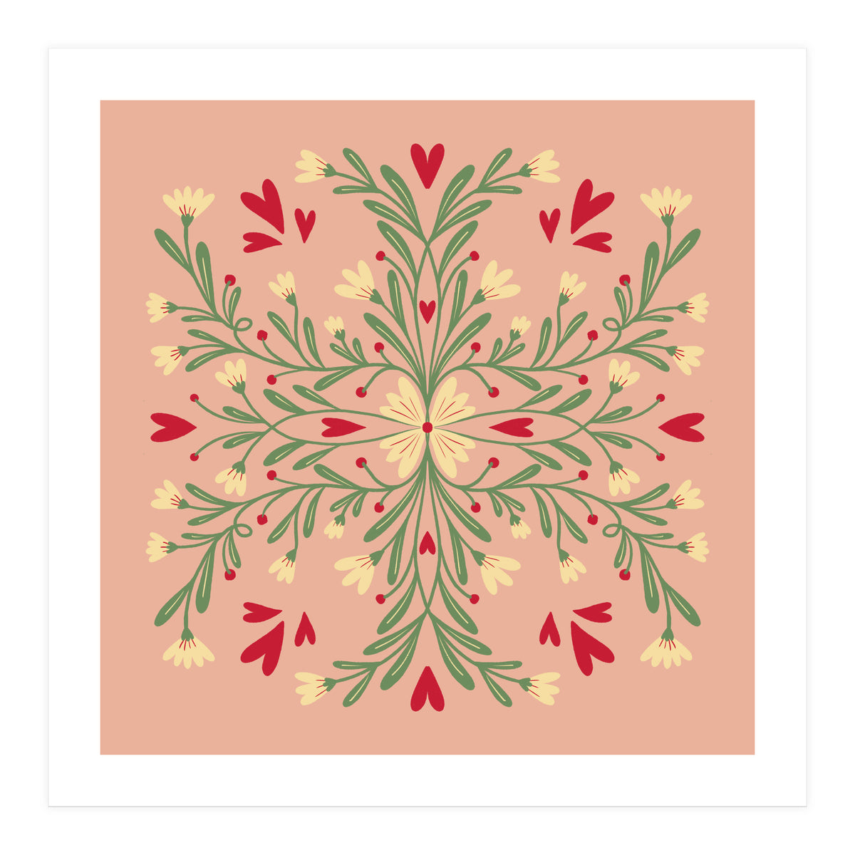 Flowers And Hearts  (Print Only)