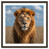Majestic Lion In African Savanna Under Blue Sky thumbnail