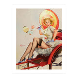 Pinup Girl In Rickshaw Experiencing Sudden Wind (Print Only) thumbnail