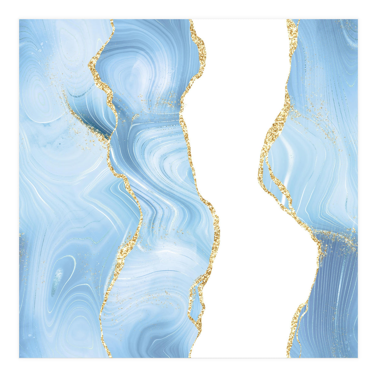 Blue & Gold Glitter Agate Texture 07 (Print Only)