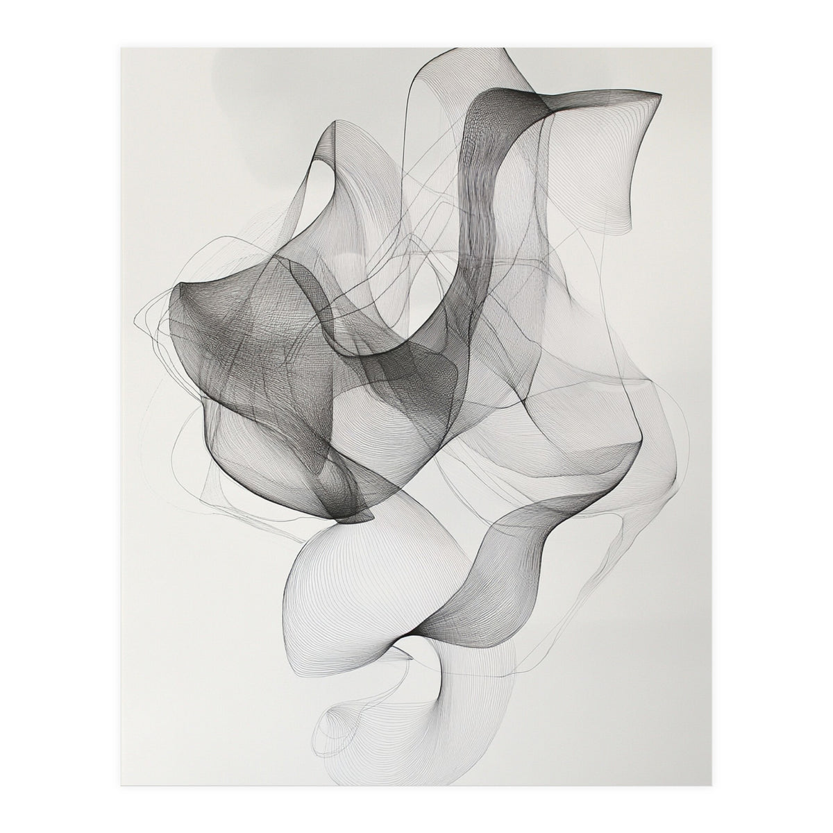 Abstract Black And White Swirling Lines Art (Print Only)