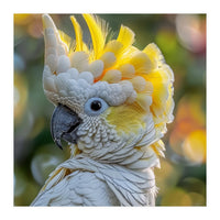Yellow Crested Cockatoo Bird Close Up Portrait (Print Only)