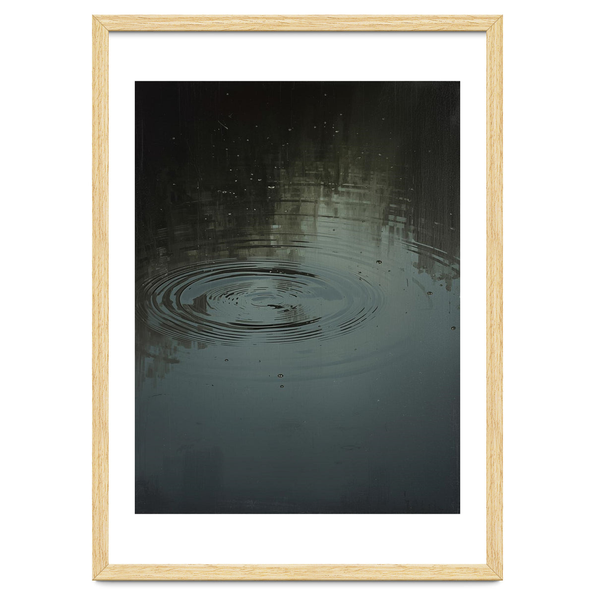 Moody Rain Puddle Ripples Oil Painting