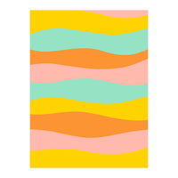 The Happy Bands, Abstract Pastel Positivity Colorful Painting Retro Rainbow Vintage Summer Bohemian Canvas Print (Print Only)