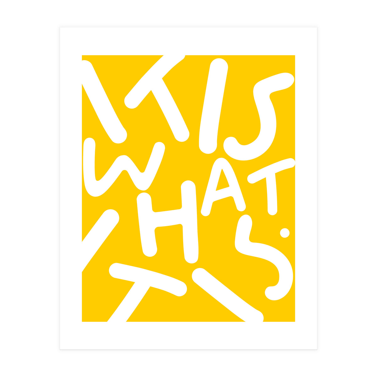It Is What It Is. Typography Funky Quote Saying Words, Minimal Positivity Bright Yellow, Fun Quirky Eclectic Bohemian Contemporary Modern (Print Only)