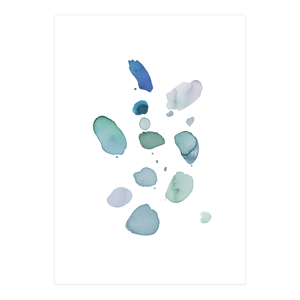 Watercolor Aqua Abstract Spots I (Print Only)