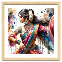Hindu Woman Dancer With Jewelry And Sari