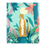 Leopard Forest, Pastel Tropical Jungle Nature Botanical, Moon Eclectic Colorful Wild Animals Boho (Print Only) thumbnail
