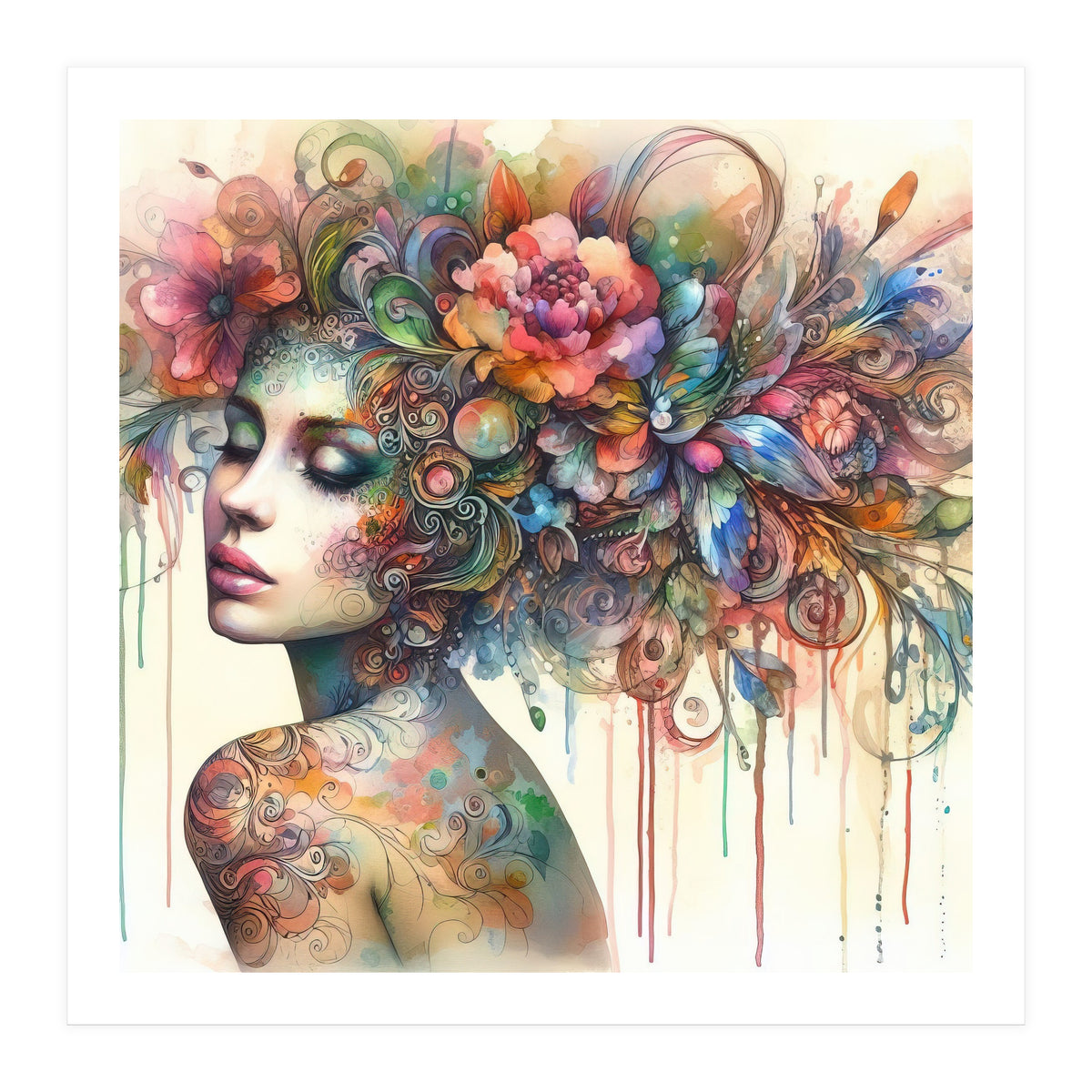 Dreamer with Floral Crown (Print Only)
