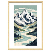 Majestic Alpine Peaks: Organic Modern Landscape Art