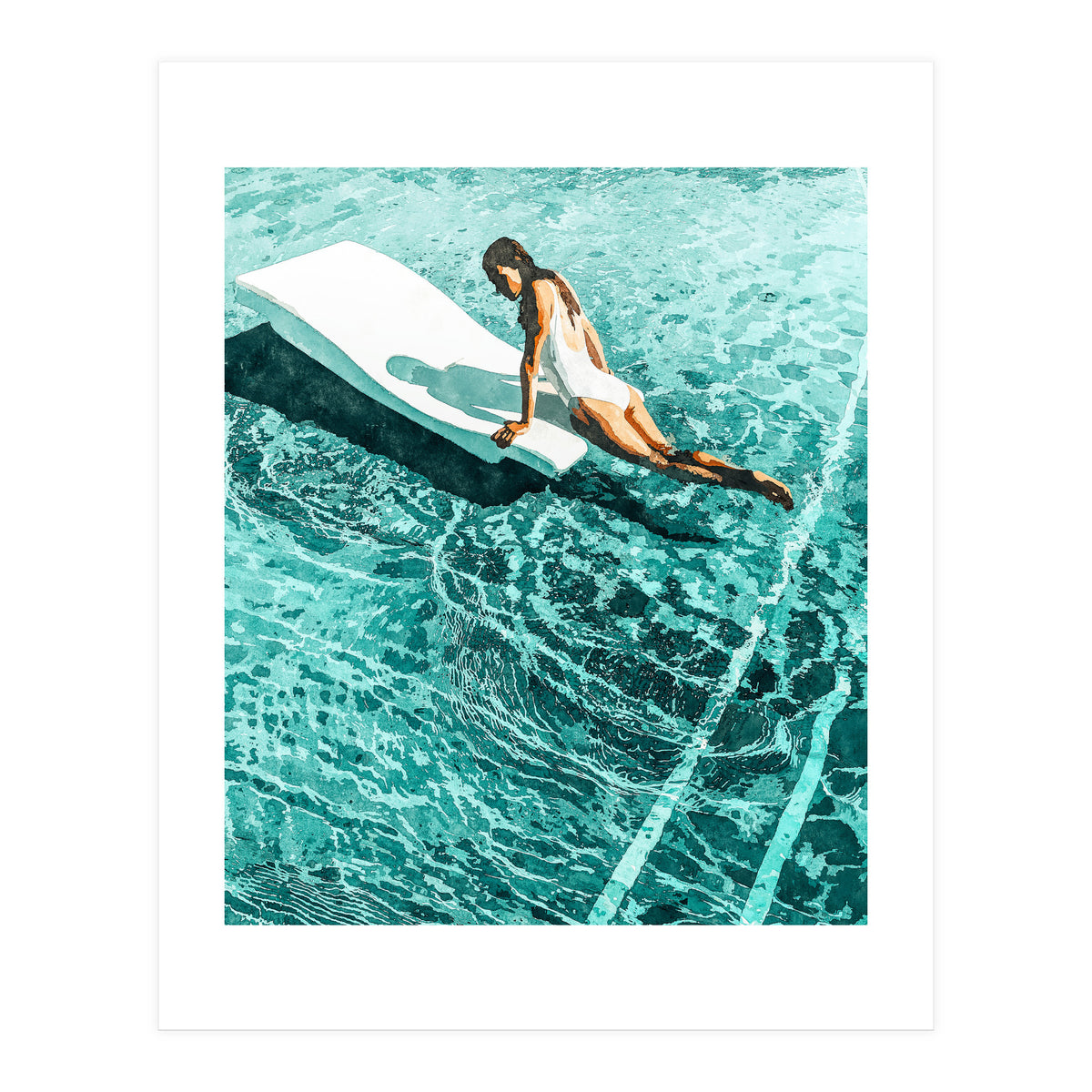 Pool Day | Summer Swimming Swim Fashion | Bath Vacation Relax Self Care Watercolor Painting (Print Only)