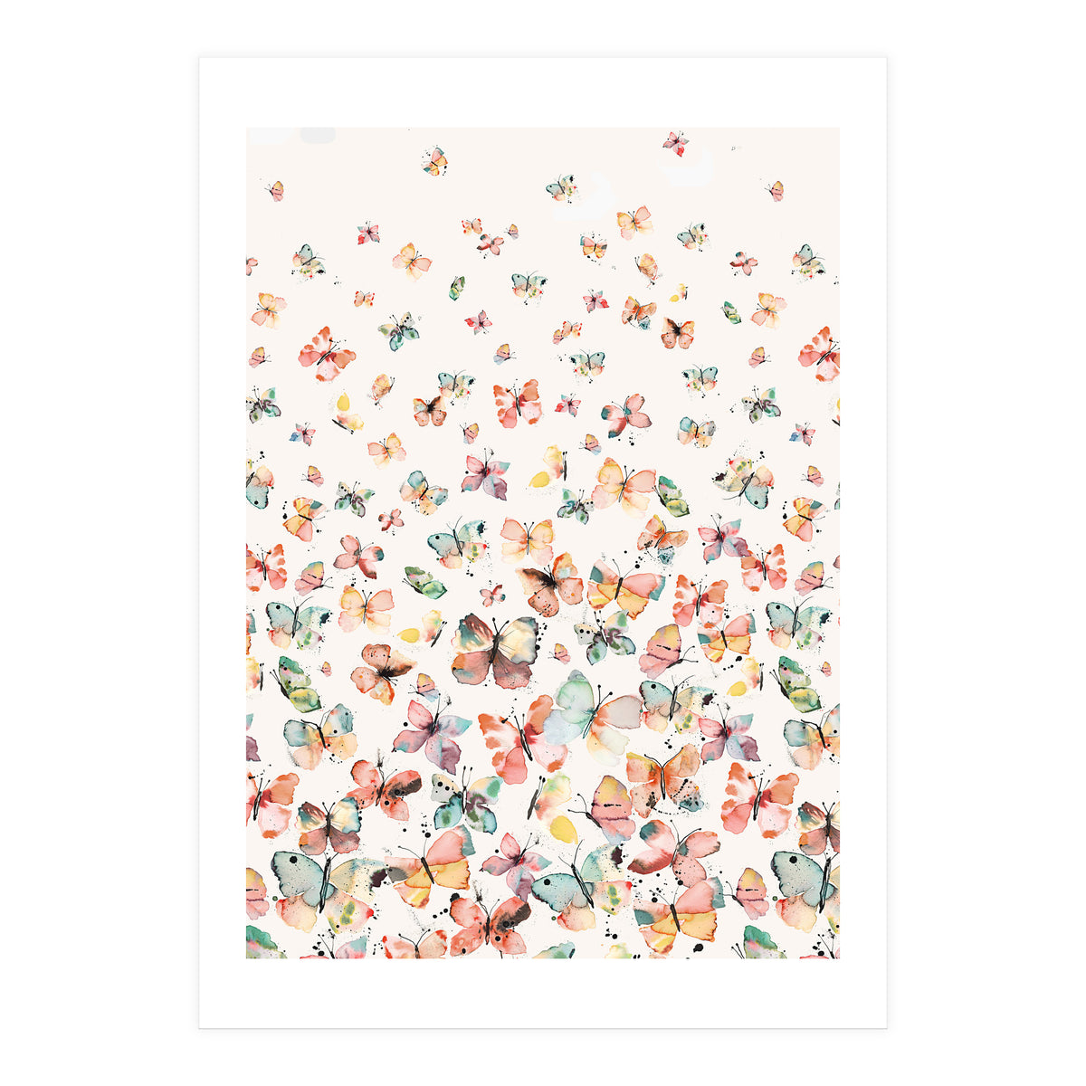 Watercolor Spring Butterflies Apricot (Print Only)