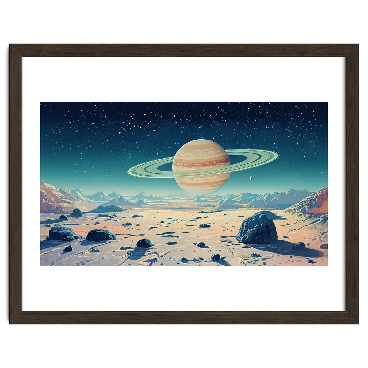 Alien Horizon: Saturn-Inspired Planetary Landscape