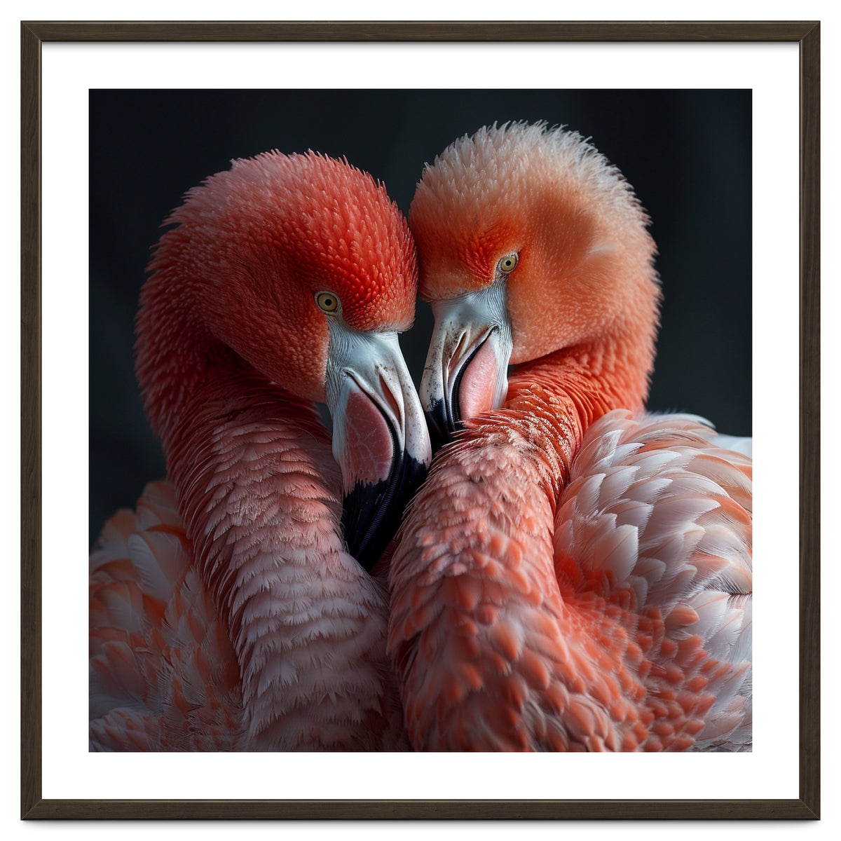 Two Flamingos Together Showing Affection