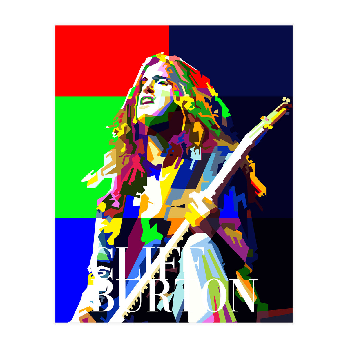 Cliff Burton Heavy Metal Bass Pop Art WPAP (Print Only)