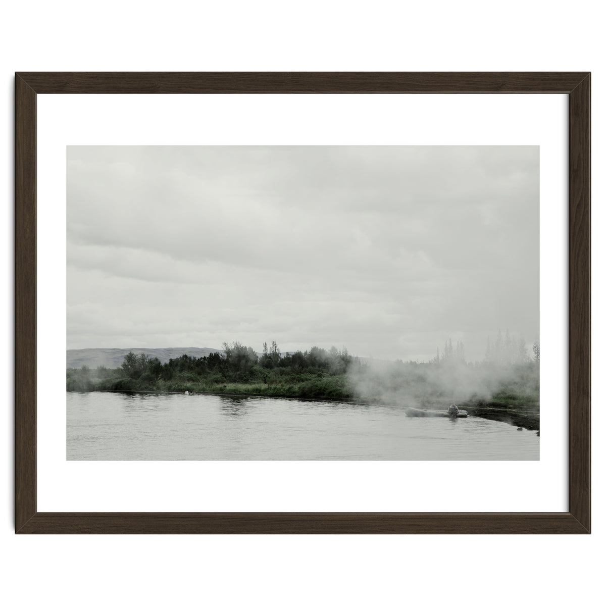 A boy on the boat in the geothermal lake - Iceland