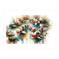 Colorful Koi Fish In Pond (Print Only)