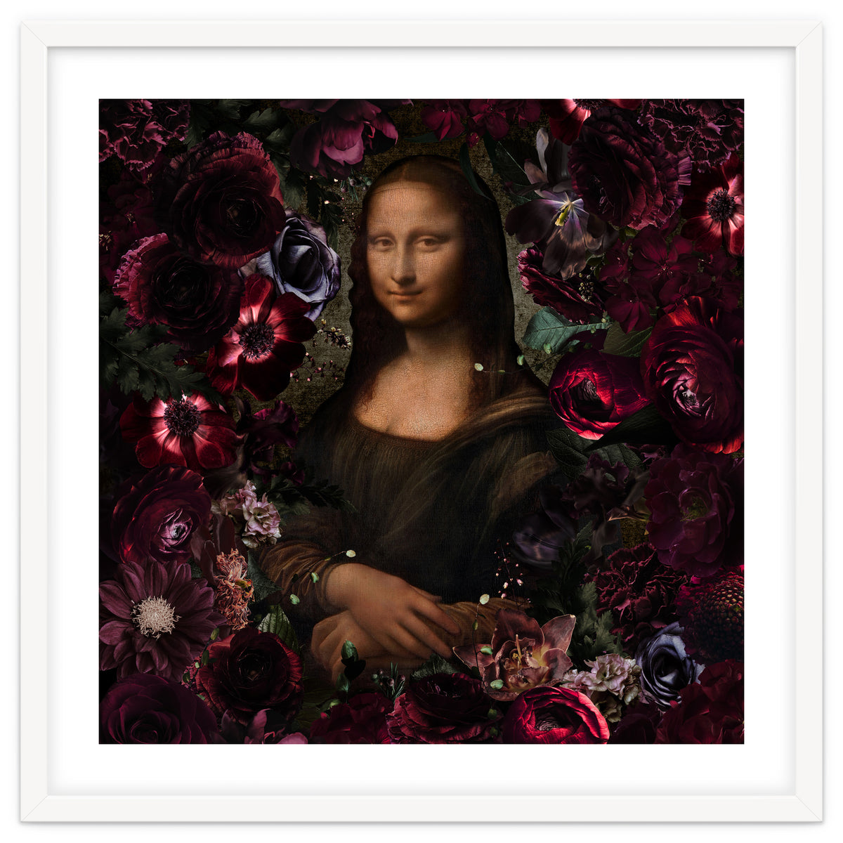 Mona Lisa And Dark Flowers