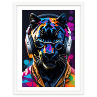 Panther In Headphones And Glasses