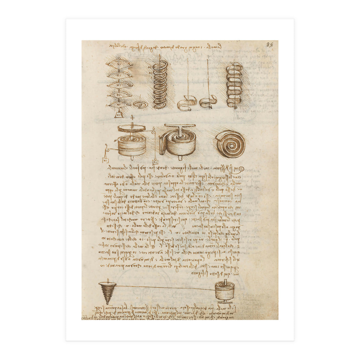 Folio f 85r. Codex Madrid I (Ms. 8937) "Treaty of statics and mechanics", 192 folios with 384 pag... (Print Only)