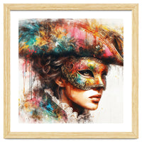 Watercolor Carnival Venetian Mask Woman