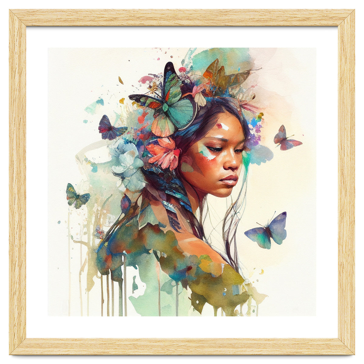 Floral Native Warrior Woman Butterfly Dance