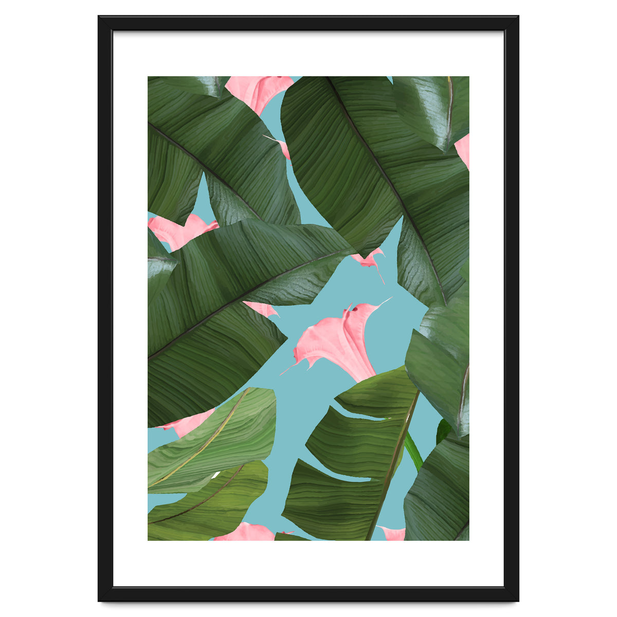 Wild Flower, Tropical Jungle Banana Leaves Botanical, Floral Nature Garden Blush Plants