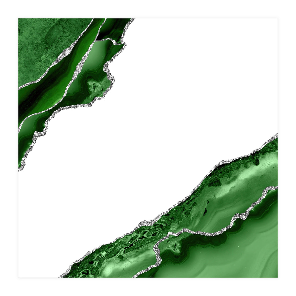 Green & Silver Agate Texture 13 (Print Only)