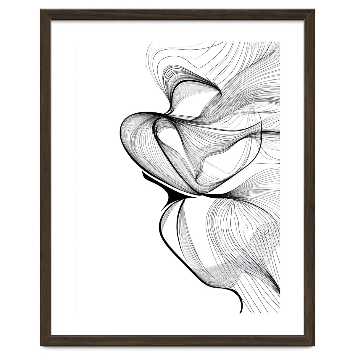 Abstract Black And White Swirls And Lines Flowing Art