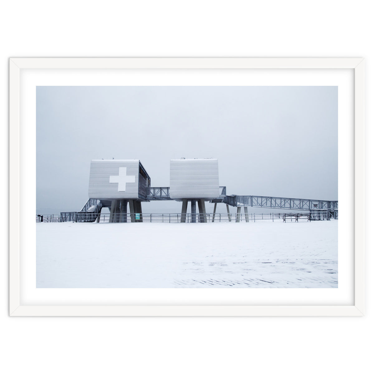 First aid house in the winter seascape