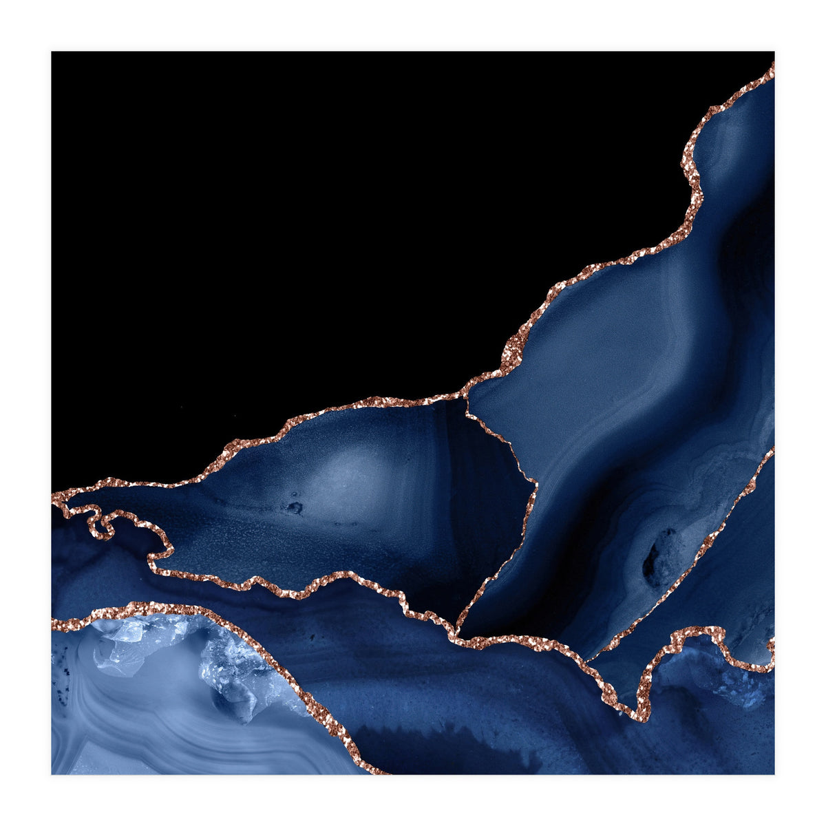 Navy & Rose Gold Agate Texture 03 (Print Only)