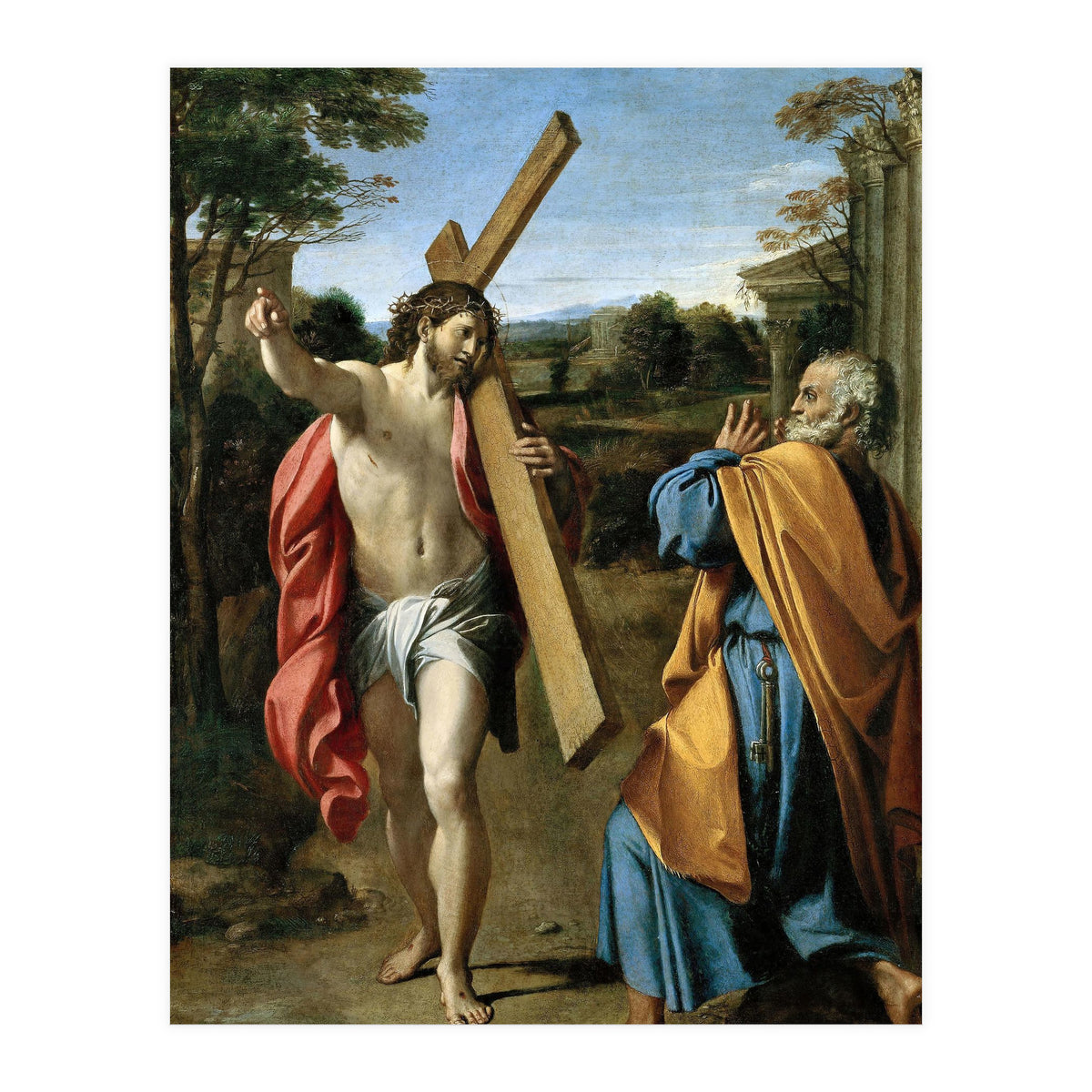 Annibale Carracci / 'Domine, quo vadis?', c. 1602, Oil on panel, 77.4 x 56.3cm. AGOSTINO CARRACCI. (Print Only)