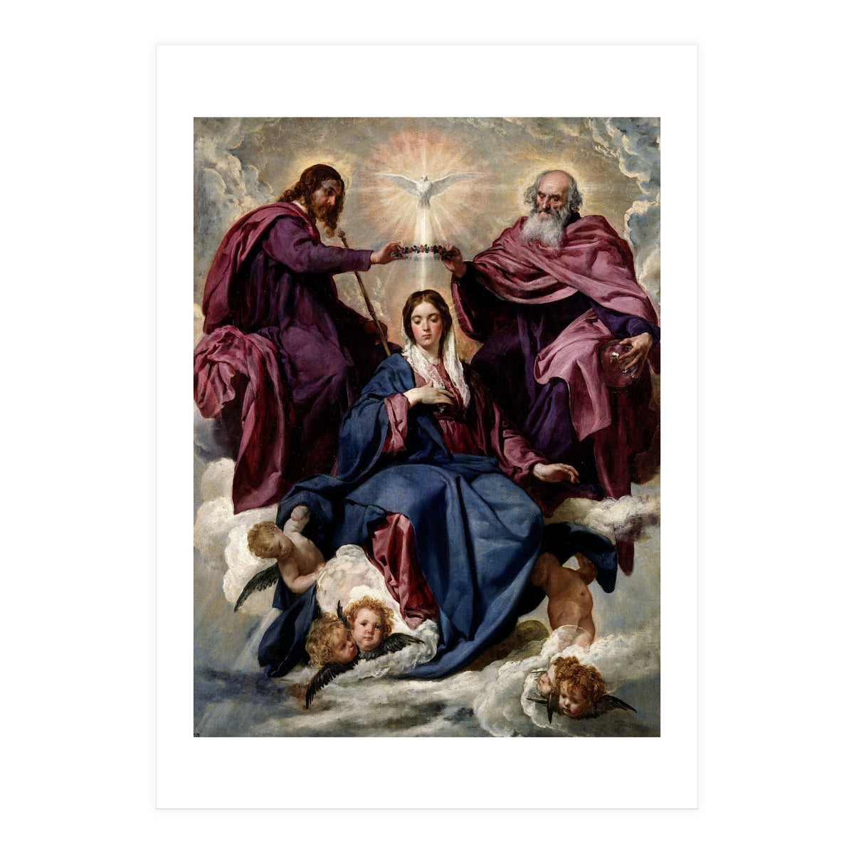 'The Coronation of the Virgin', ca. 1635, Spanish School, Oil on canvas, 176 cm x 124 cm, P01168. (Print Only)