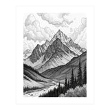 Majestic Alpine Mountain Range Sketch (Print Only) thumbnail