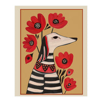 Striped Dog With Poppies (Print Only)