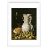 Luis Egidio Meléndez: 'Still Life with Small Pears, Bread, White Pitcher, Glass Bottle, and.., 1760. thumbnail