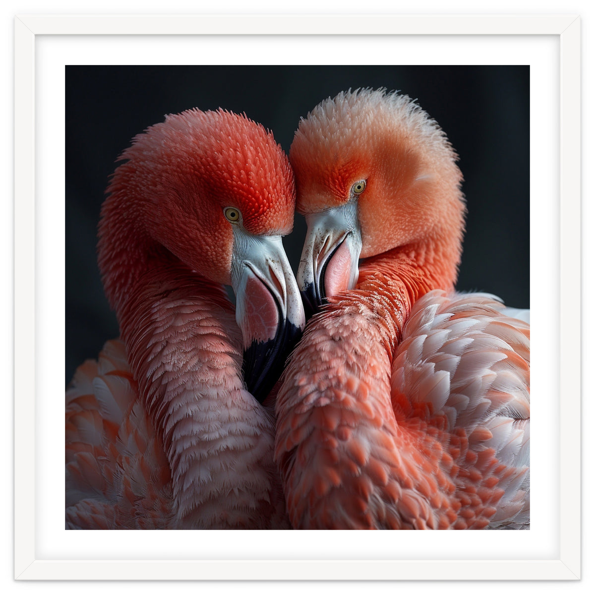 Two Flamingos Together Showing Affection