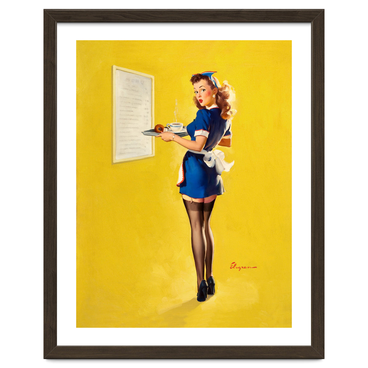 Pinup Sexy Waitress Looking Back