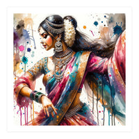 Hindu Woman Dancer With Jewelry And Sari (Print Only)