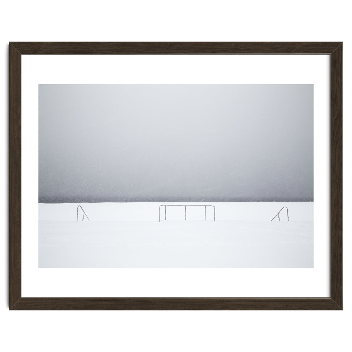 Stair railing covered by snow