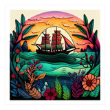 Folk Sunset Sailing Ship (Print Only) thumbnail